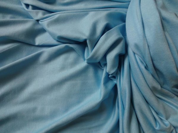 Elastischer Viskose Jersey Stoff in hell blau 1,70m breit