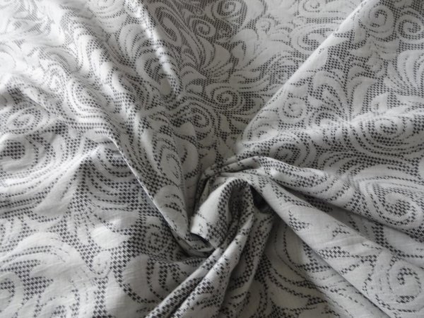 Stoff elastische,stretch Jacquard Jersey, grau Ornamente Muster 1,50m breit