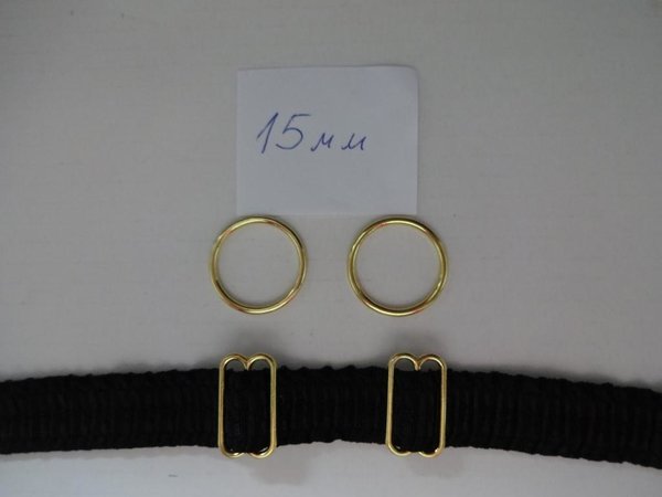 1 Set (2+2)BH Ringe und Schieber Versteller 15mm 5/8" Gold Metall rings sliders