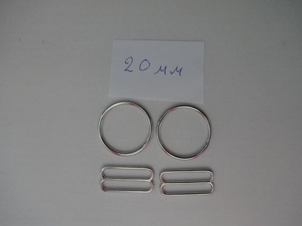 1 Set (2+2)BH Ringe und Schieber Versteller 20mm 3/4" Silber Metall rings sliders