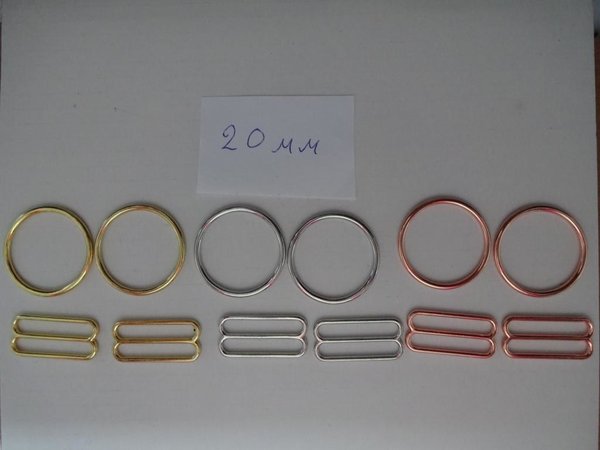 1 Set (2+2)BH Ringe und Schieber Versteller 20mm 3/4" Rose  Gold Metall rings sliders