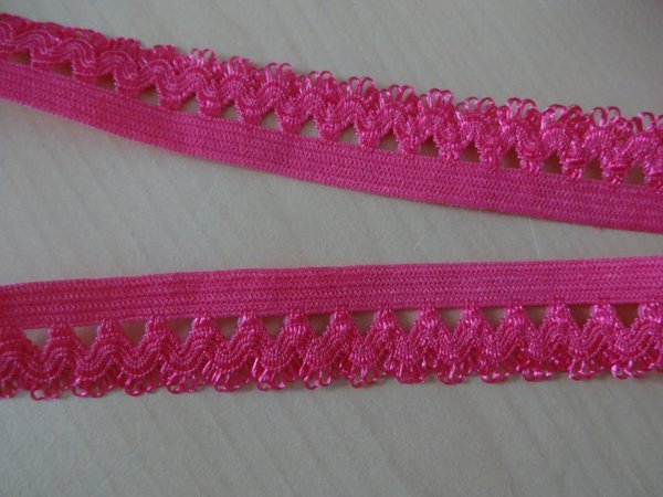 Gummiband,Gummilitze ,Wäschegummi,Picot Gummiband in magenta pink  3mx15mm