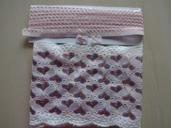 Materialpaket  aus Spitze ,Gummiband für  Slips  - "Pink Valentin"