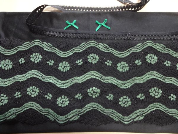 Materialpaket de Luxe aus Stoff ,Spitze ,Gummiband für Slip in schwarz grün