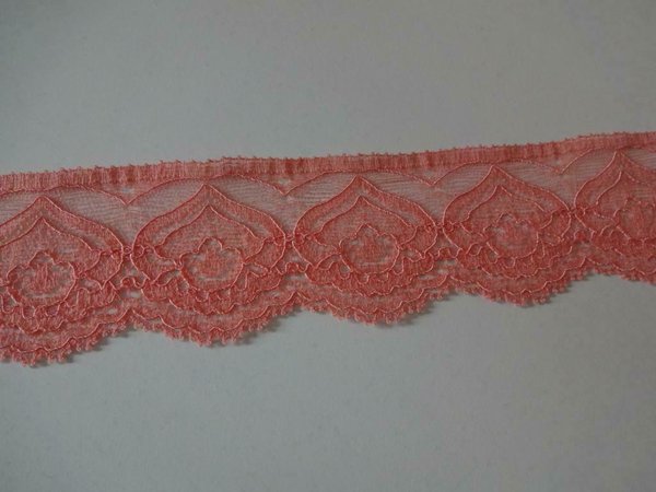 Französische elastische Spitze,Spitzenborte,lace in apricot orange 4,5cm breit