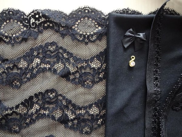Materialpaket de Luxe aus Stoff ,Spitze ,Gummiband für Slip in schwarz