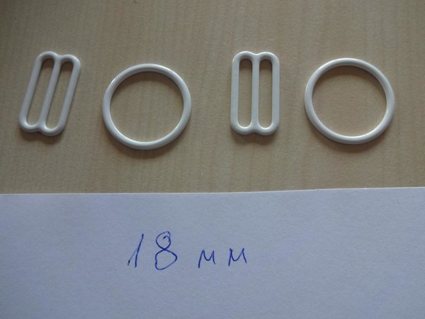 1 Set (2+2)BH Ringe und Schieber Versteller 18mm  Weiß Metall rings sliders