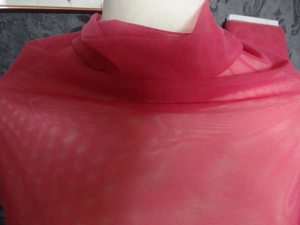 Stoff bi elastischerweicher stretch Tüll,Mesh,Powernet in Wassermelonen rot1,40m breit
